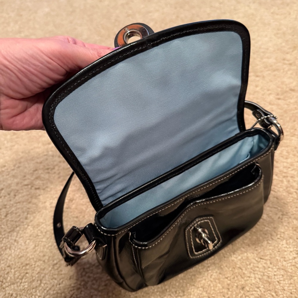 Coach Penny Turn Lock Black Patent Leather Mini Shoulder Bag - Picture 11 of 16